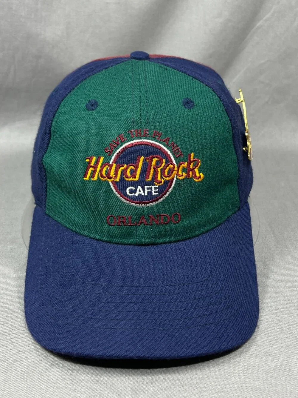 Hard Rock Cafe Orlando Florida Snapback Guitar Hat Pin Adjustable Colorblock Cap
